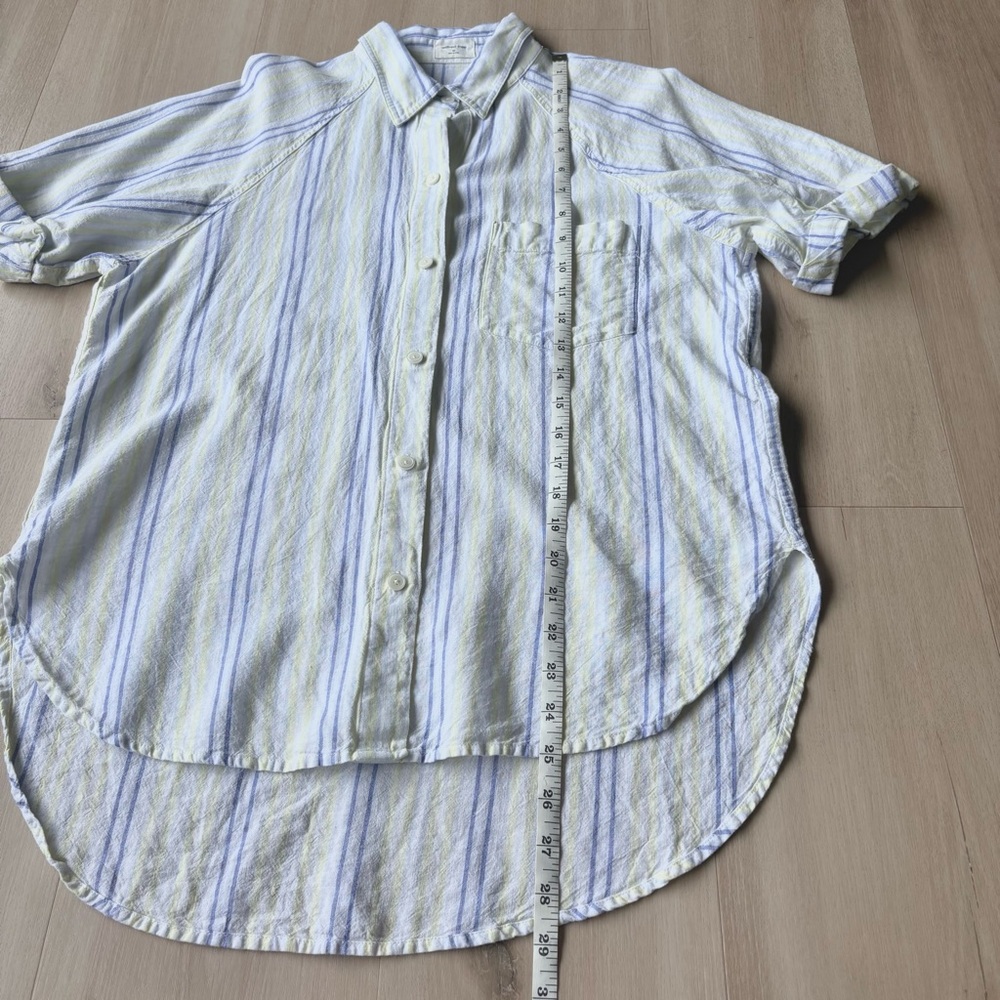 Aritzia Wilfred Free Linen Blend Short Sleeve Casual Button Down Top size XS - Picture 4 of 7